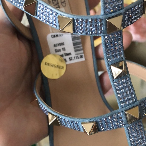 VALENTINO Rockstud Ankle Strap Crystal Sandals high-heel - Picture 12 of 16